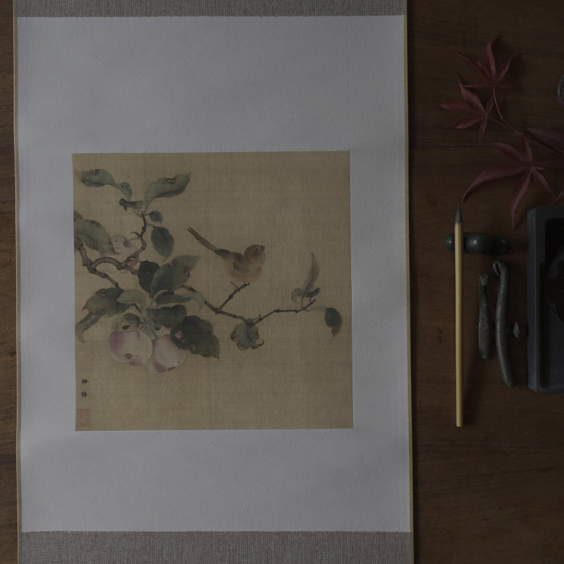 好货是名一鹿 宋小品花鸟挂画中式禅意装饰画卷轴蔷薇桃花茶空