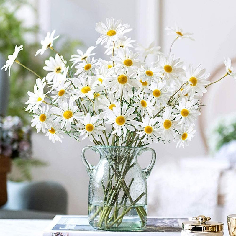 5Pcs 50cm Artificial White Daisy Flower Bouquet DIY Vase