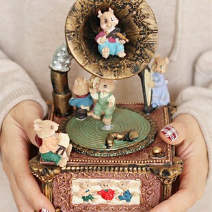 复古八音盒音响摆件音乐盒女生送女友爱只为你生日礼物七夕情人节