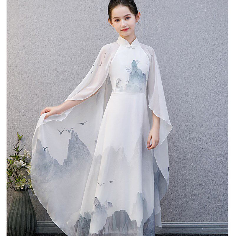 好货女童古筝演出服装儿童合唱中国风民乐演奏比赛艺考表演礼服夏
