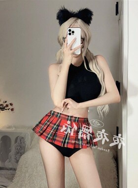 新款酒吧女团演出服ds舞台装gogo秀DJ性感红色格子现代爵士舞套装