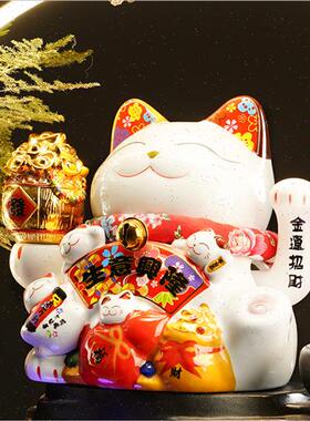 极速创意招财猫循环流水s新中式桌面装饰收银台客厅办公室摆件开
