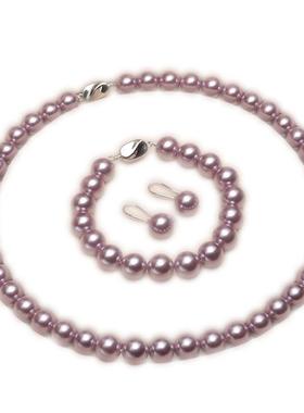 极速珍珠项链天i然送妈妈贝珠正圆贝壳套装三件套首饰手链耳环礼