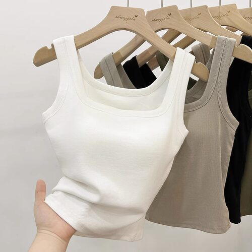 新品秋季新款工字l背心女带胸垫吊带一体美背遮副乳防走光无袖打