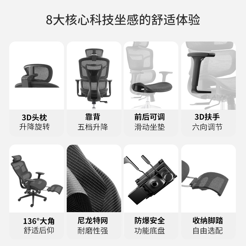 极速S01人体工学椅家用电脑椅子电竞座L椅舒适久坐办公室办公椅