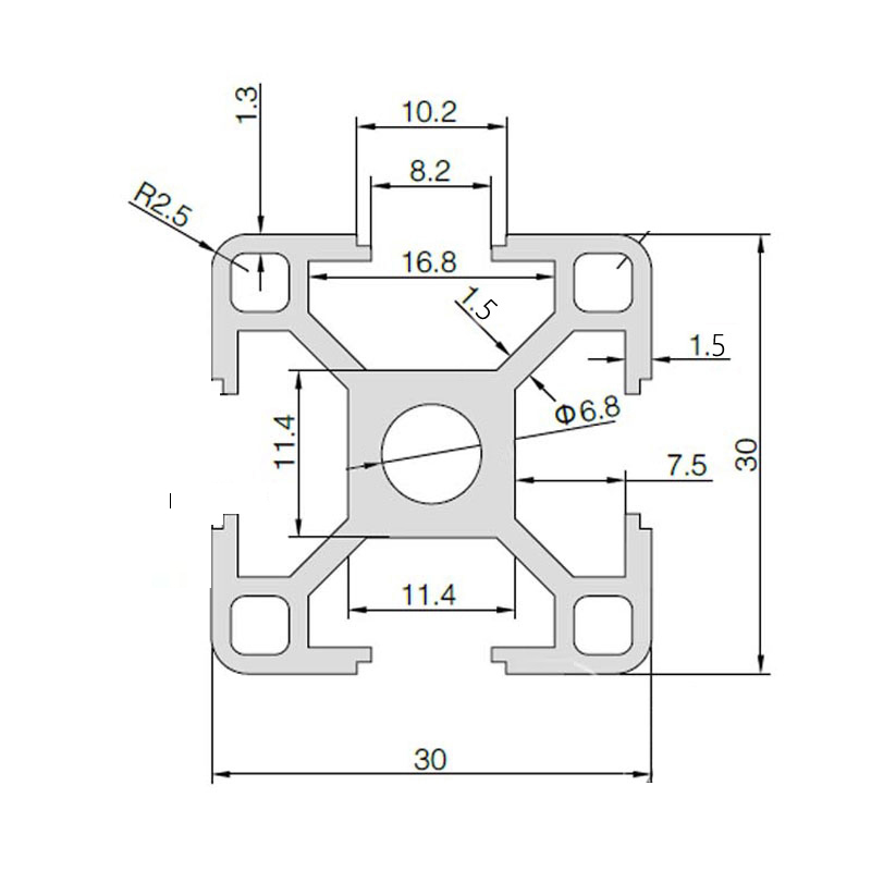极速3030铝型g材3030铝材30*30方管铝合金型材30x30型材3030铝合