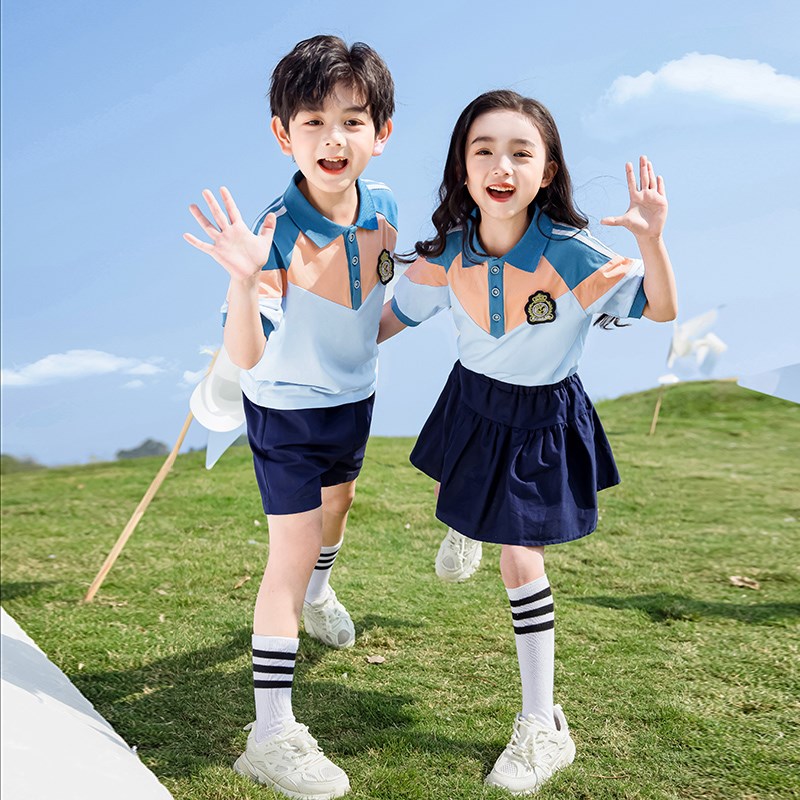 新品幼儿园园服夏季纯棉套装小学B生班服学院风儿童夏季运动风毕