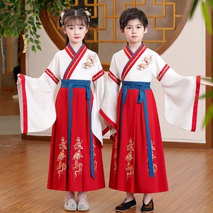 极速童新款儿童国学服开笔礼书童汉服夏季古装中国风唐Z装女薄款