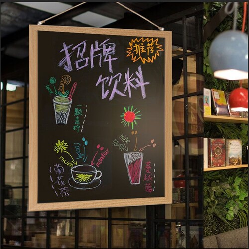 新品挂牌可手写创意木质双面画木牌D小黑板营业中门牌欢迎光临装