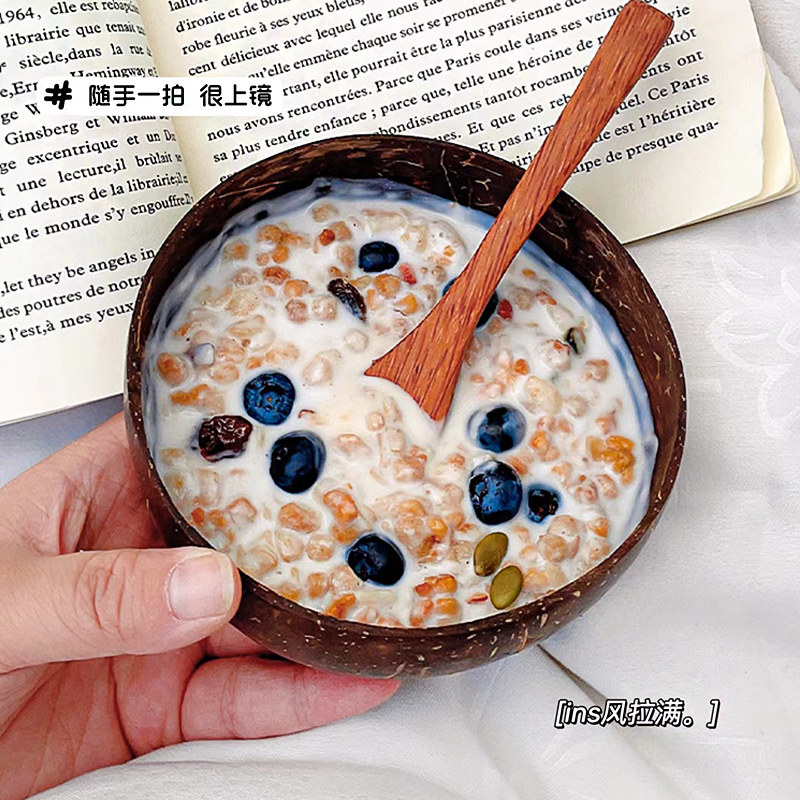 新品博主同款!椰子碗网红燕麦酸奶壳早H餐甜品水果沙拉麦片天然大