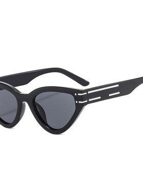 极速2023欧美新款玳瑁优雅前卫太阳眼镜猫眼双色小框X复古太阳眼