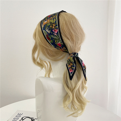 极速Women Silk kSatin Hair Band Scarf Skinny Neck Tie Print