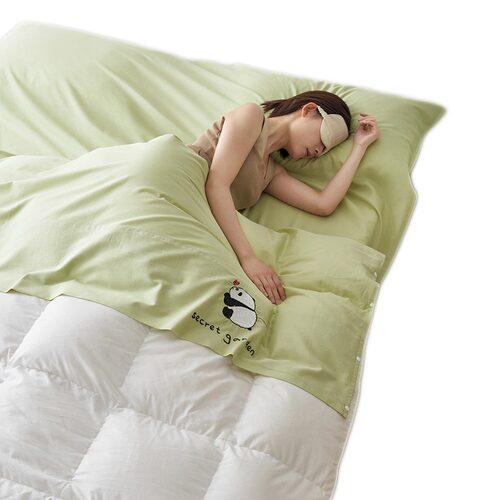 新品全棉贡d缎酒店隔脏睡袋旅行床单被套四件套便携式裸睡旅游纯