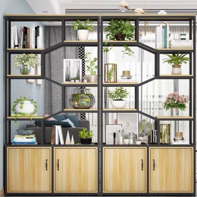 极速置物架办公室隔断书架落地屏风隔断博古O展示架花架多层收纳