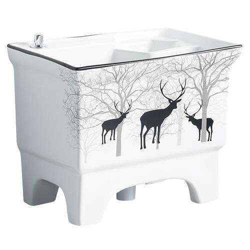 新品高脚拖把池阳台化妆s室洗拖把槽池落地式拖布盆家用地拖陶瓷