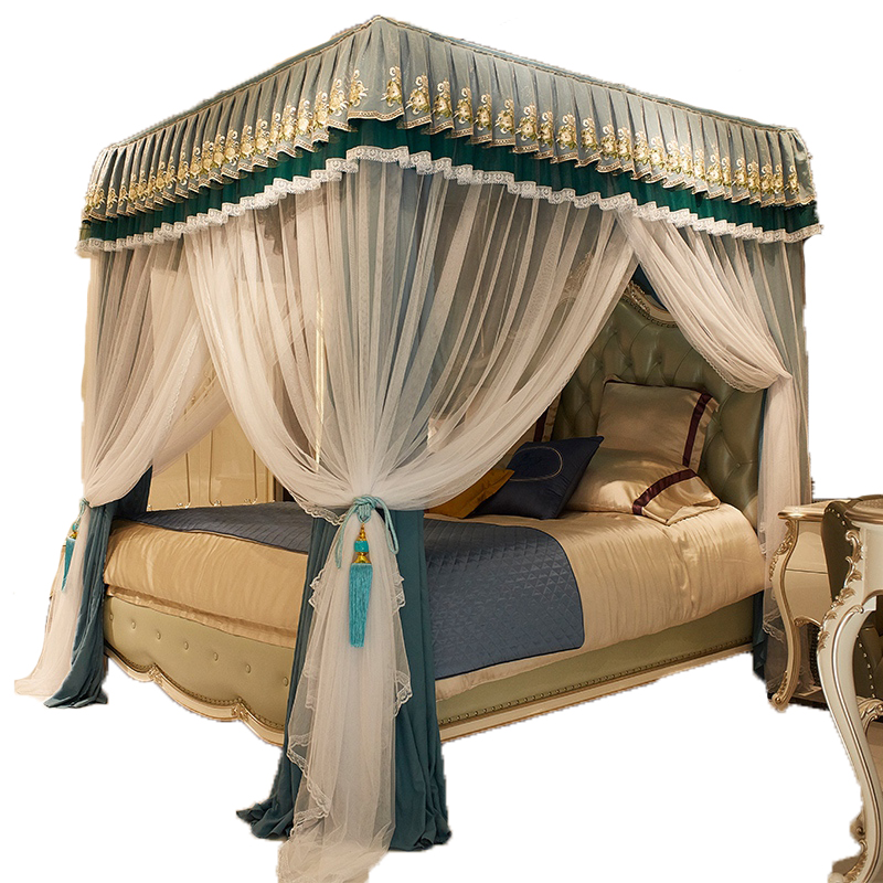 极速双层蚊帐遮光帘三开门公主风宫廷欧式床幔家用S落地双人1.8m