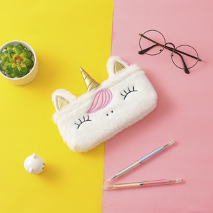 极速unicorn pencil case Plush estuche escolar Kawaii tr.ouss