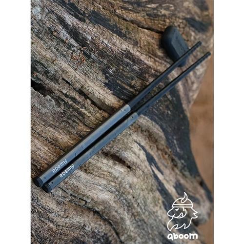 awada户外伸缩筷子可携式折叠筷子露营烧烤野餐餐具单人筷子黑化