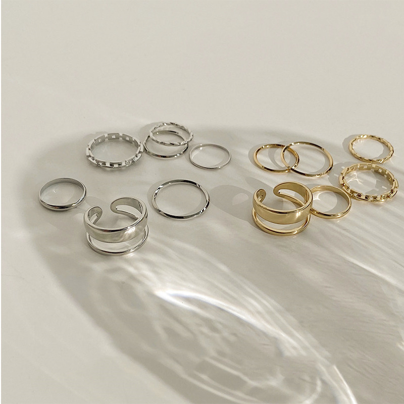 7pcs Fashion Jewelry Rings Set Hot Selling Metal Alloy Hollo