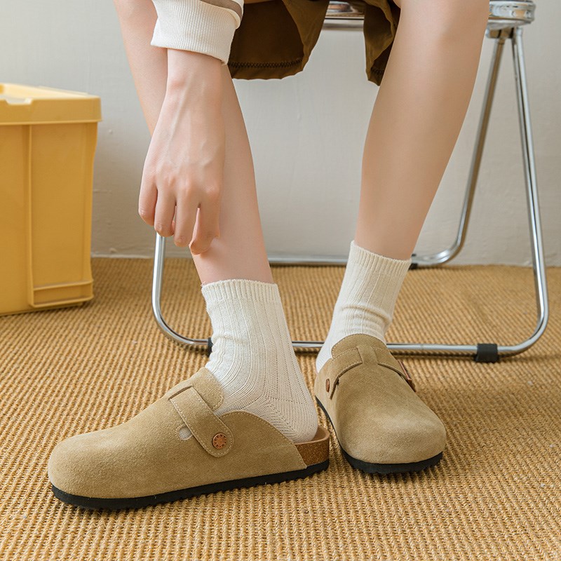 好货复古粗针袜子女短袜纯棉ins潮春秋季日系纯色针织粗线中筒袜