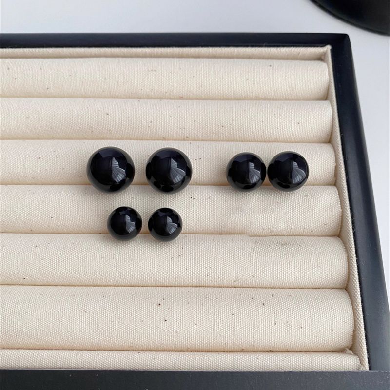 复古黑色珍珠耳钉法式港风高级感耳环小众设计感气质简约耳饰女