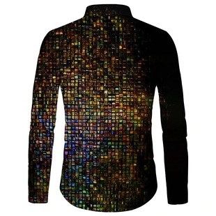 Spring Autumn Square grid Gradual Men Fashion Shirts Turn-do