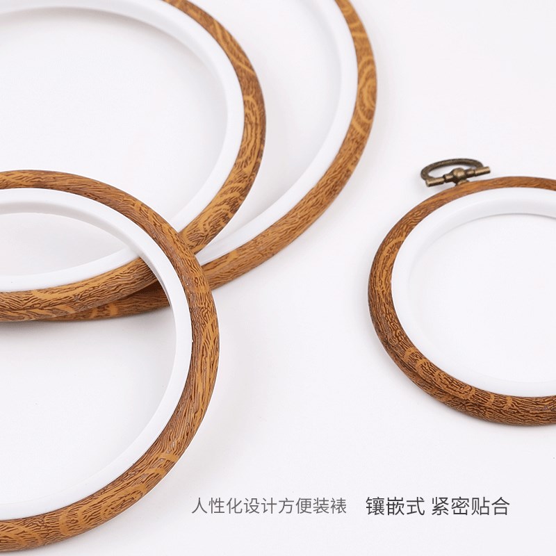 复古刺绣花绷子花撑子仿古绣圈绣框架画框展示绣绷椭圆形装饰绣棚图片