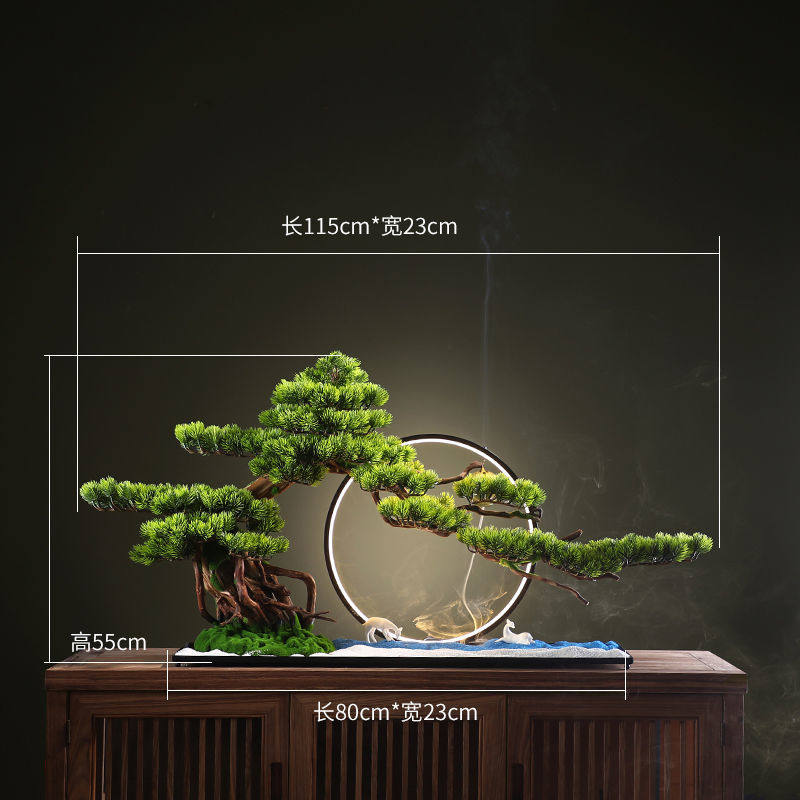 靠森创意仿真迎客松盆景摆件禅意中式玄关办公室客厅酒店会所景观,家居饰品,仿真植物盆景,淘宝优惠券,粉丝福利购,淘宝优惠卷