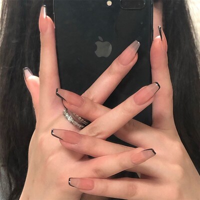好货24pcs/box Fake nails Tai Chi White and Black Nail Finish