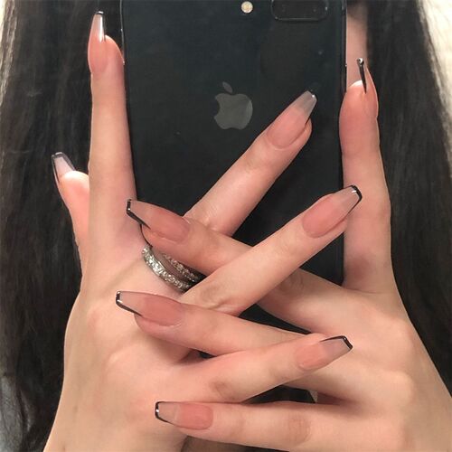 好货24pcs/box Fake nails Tai Chi White and Black Nail Finish