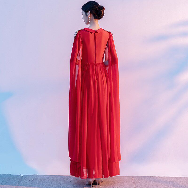 新款古筝演奏成人舞台红歌大合唱团演出服女长裙琵琶二胡比赛服装