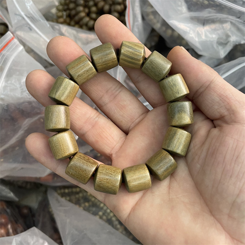 好货绿檀木手串 手链佛珠念珠男女情侣长短款全手工手腕装饰品毛