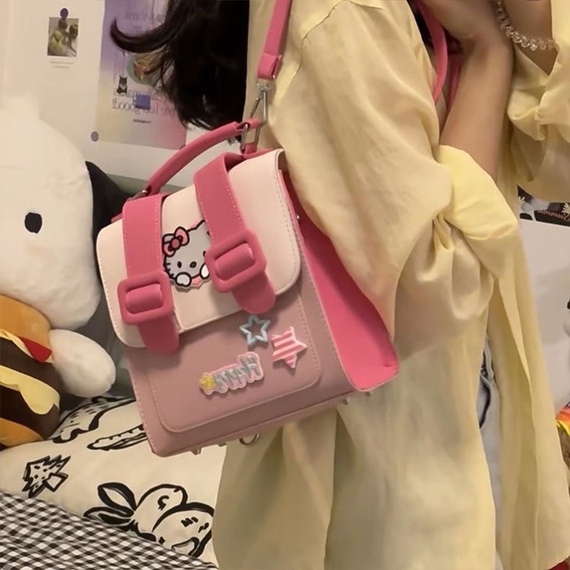 hellokitty包包可爱双肩背包女生夏天剑桥包小众甜妹新款休闲旅游