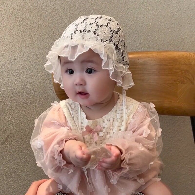 婴儿帽子公主风0到12个月夏薄款宝宝蕾丝透气女童独特漂亮遮阳帽