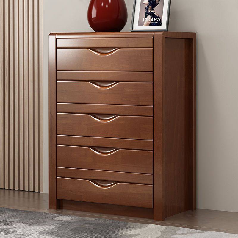 实木五斗柜中式抽屉式3斗4斗客厅卧室收纳柜储物柜橡胶木五斗橱