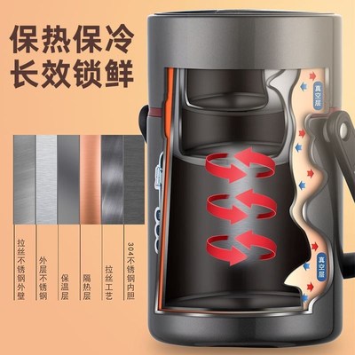 304不锈钢保温饭盒三层大容量真B空提锅24小时超长保温汤桶便当盒