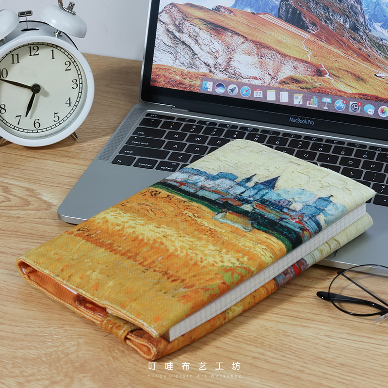 做手帐用的东西莫奈日出印象布面书套保护套a5笔记本可调节A6本子