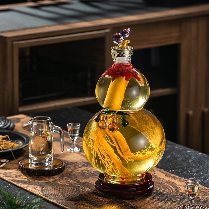 泡酒玻璃瓶家用密封罐高档v人参药酒白酒专用储存五斤空瓶装酒容