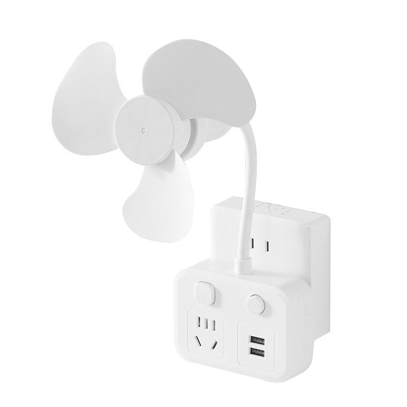 夏季多功能转换器插座带USB排插家用I宿舍桌面迷你小风扇扩展插板