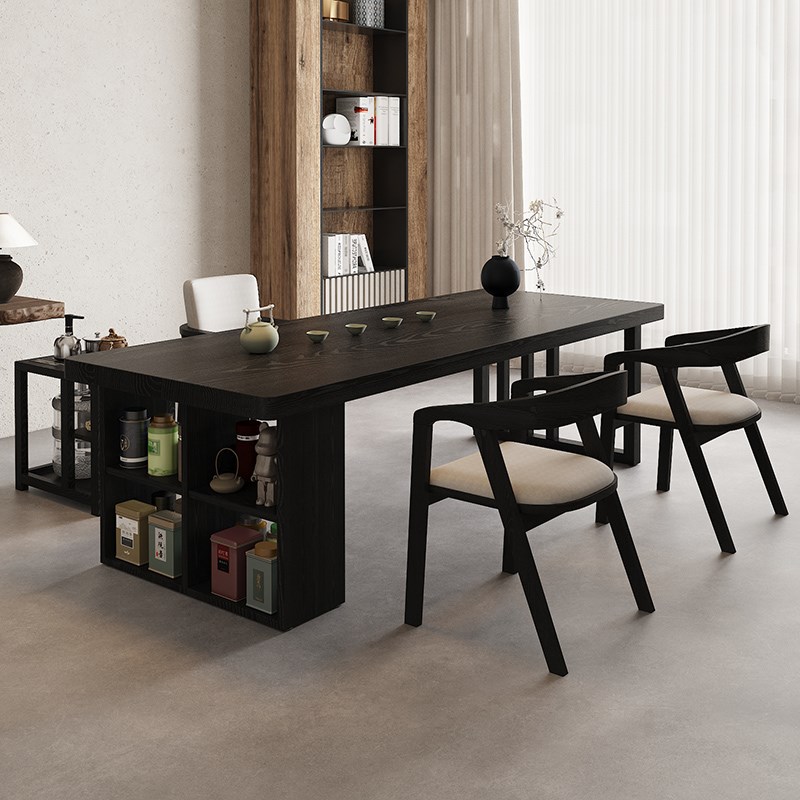 侘寂风实木大板茶桌椅组合高级家用泡茶台套装一体办Y公室阳台茶