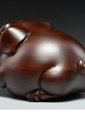 黑檀木雕猪雕刻摆件n一对十二生肖木猪红木家居客厅装饰工艺品送