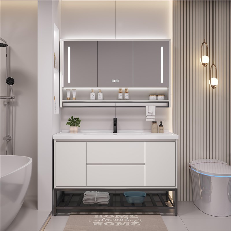 智能实木浴室柜h组合优品一体陶瓷盆卫生间洗漱台洗手洗脸盆柜组