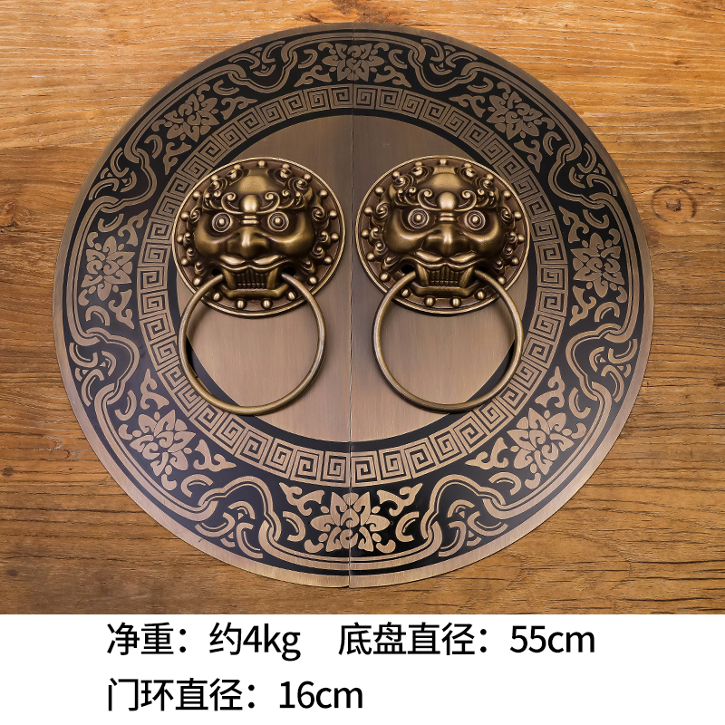 仿古大门拉手中式木门纯铜狮子头兽头门I环别墅庭院圆形把手铜门