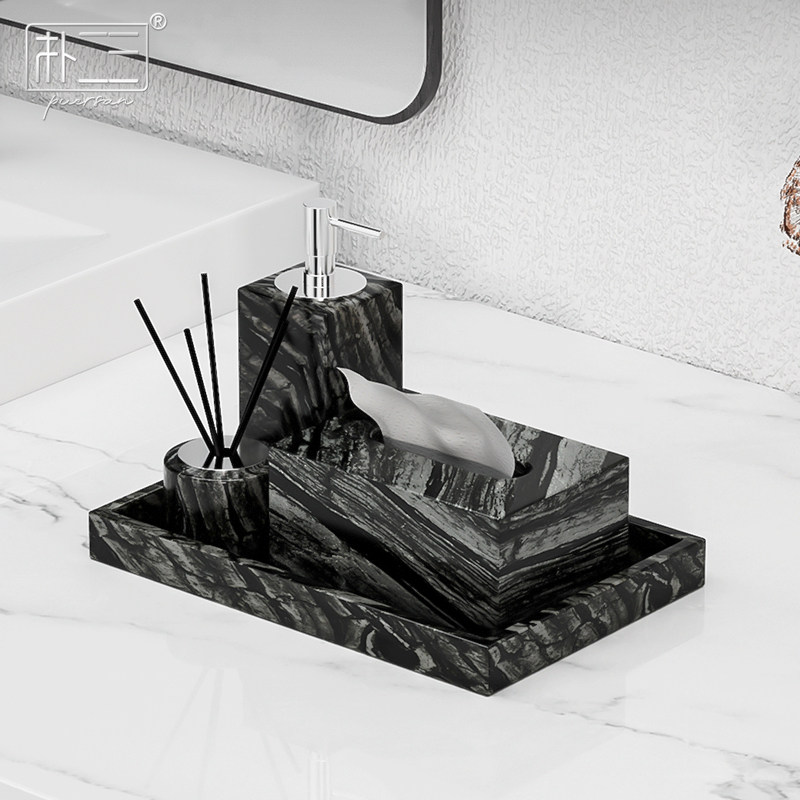 化妆室洗漱台面洗手液瓶托盘套装 酒店浴室大理石纸巾盒摆件轻奢,收纳整理,纸巾盒,淘宝优惠券,粉丝福利购,淘宝优惠卷