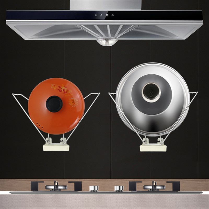 带接水盘锅盖架304不锈钢壁挂式的架子免M打孔厨房置物简约收纳架