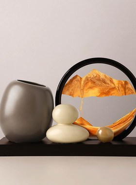 时来运转流沙画笔筒摆件办公室桌面创意轻奢高级感毕业Y礼物送老