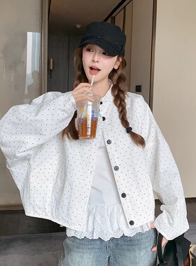 甜酷风白色波点短外套女秋冬2025新款超火洋气减龄休闲小个子夹克