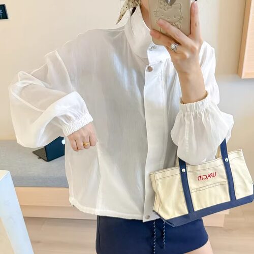 白色立领轻薄防晒衣外套女透气