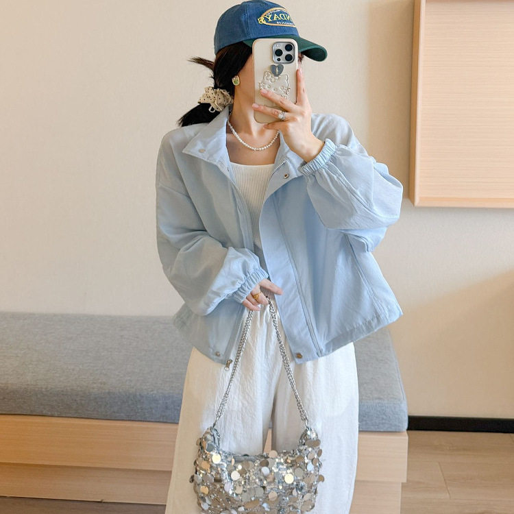 冰丝凉感立领防晒衣外套女2025新款宽松小个子防紫外线百搭防晒服,女装/女士精品,短外套,淘宝优惠券,粉丝福利购,淘宝优惠卷