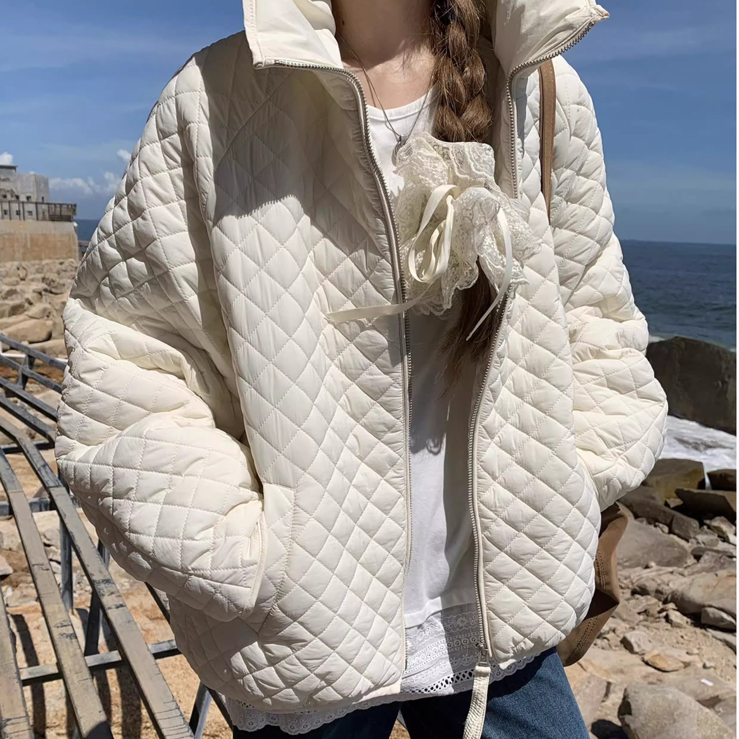 韩系菱格连帽棉服外套女宽松小个子加厚保暖洋气棉衣休闲短款上衣,女装/女士精品,短外套,淘宝优惠券,粉丝福利购,淘宝优惠卷